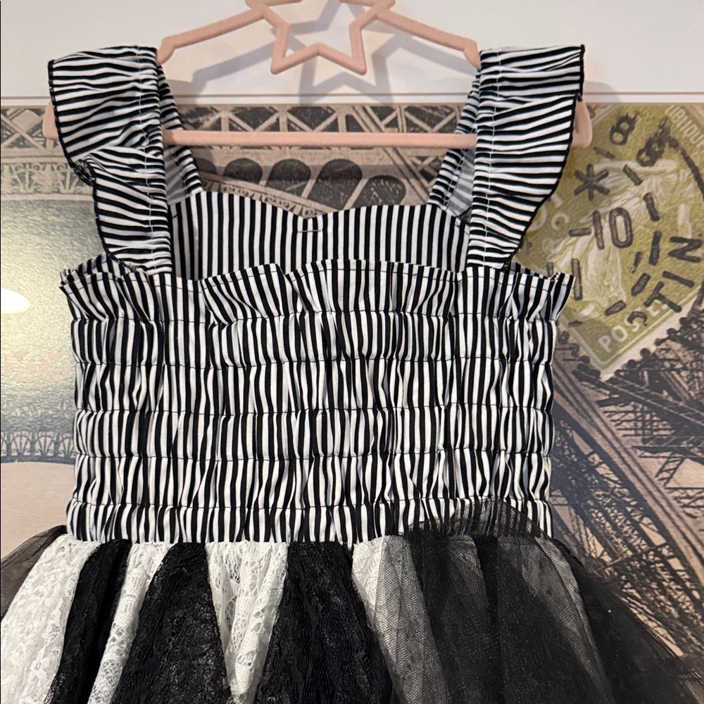 Nightmare Before Christmas Black and White Striped Kids Twirl Dress - Picture 8 of 8